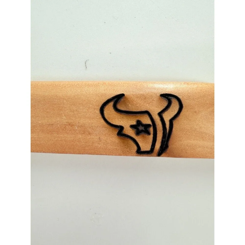 5 Custom personalized wooden hangers featuring the Houston Texans logo and name